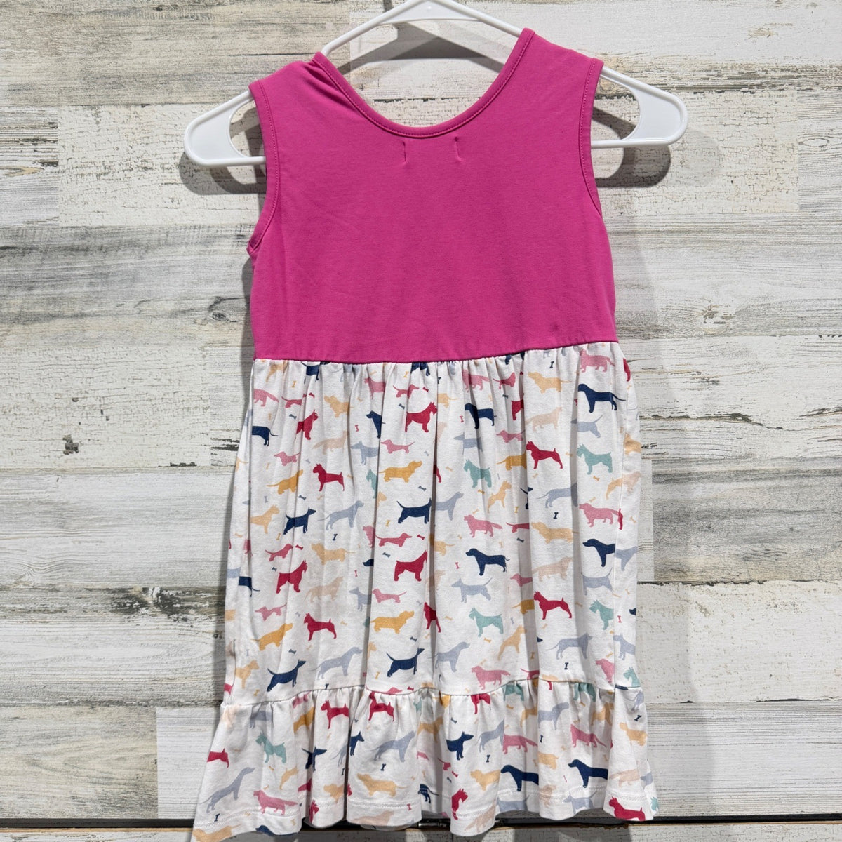 Cheeky Plum Dress Girls 10/12Y Pink Dog Print Ruffle Hem Play *Flawed4