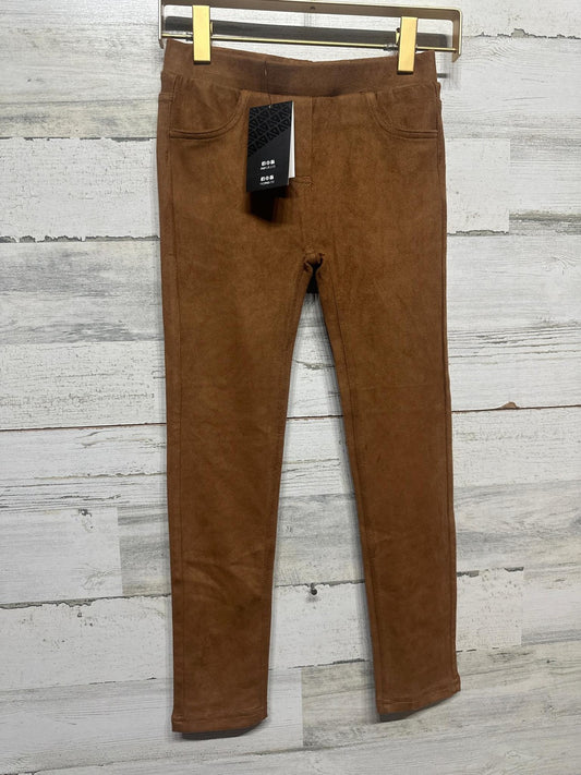 Nano Faux Suede Leggings Girls 7 Brown Elastic Waist Slim Fit NWT0