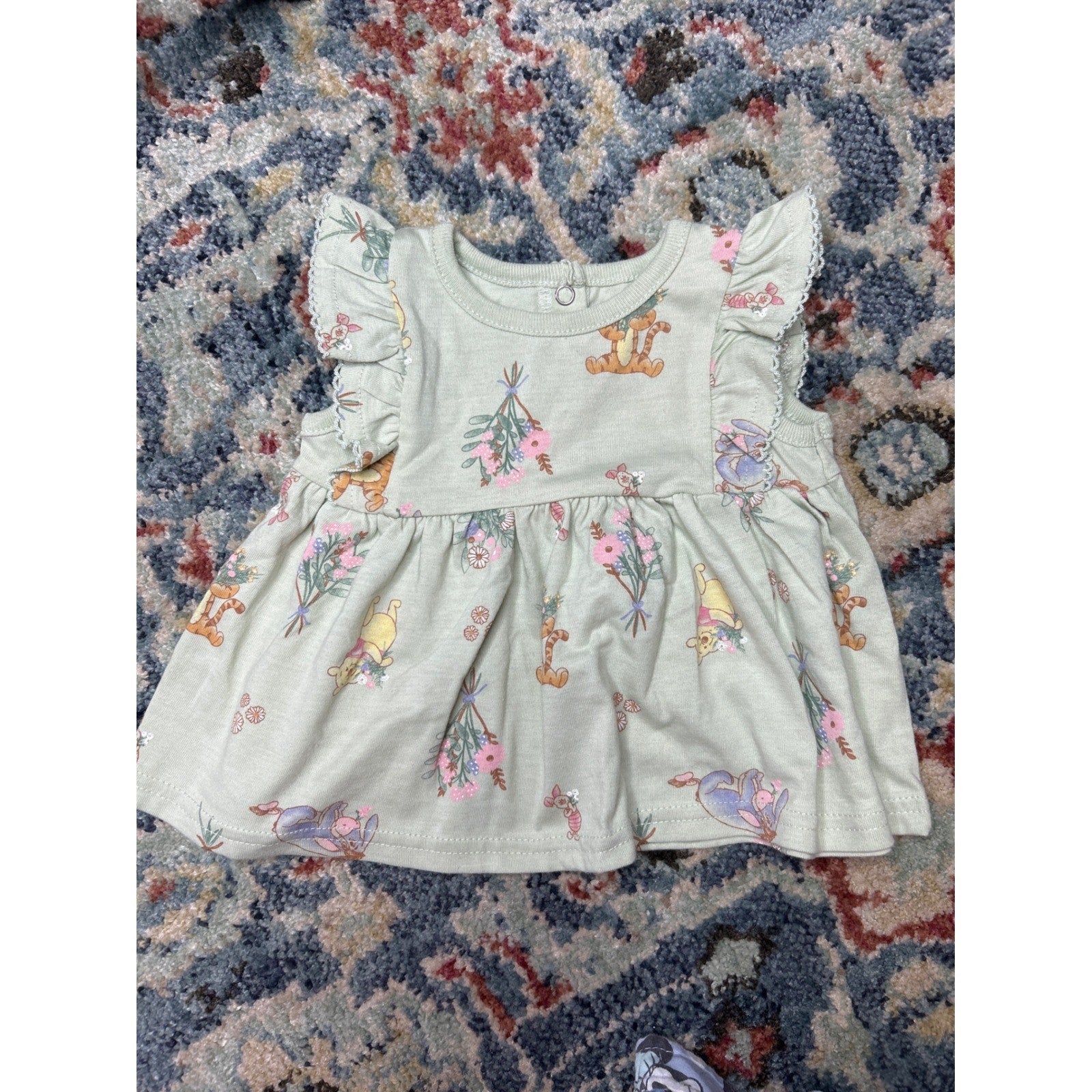 Disney Girls 3-6M Dress Romper Bundle Green Blue Winnie Pooh Minnie Mouse2