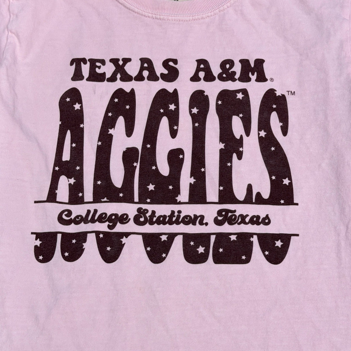 Comfort Colors Tee Girls M Pink Texas A&M Aggies Graphic Gameday EUC1