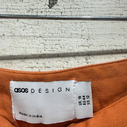 ASOS DESIGN Skirt Set Women 10 / 12 Pink Orange Colorblock Cotton Retro EUC8