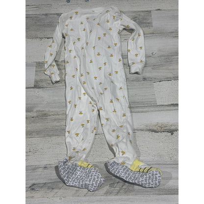 Carter's Footed Pajamas Kids 24M White Yellow Bumble Bee Print EUC2