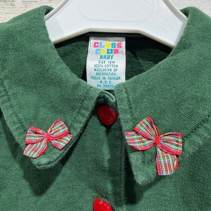 Class Club Gingerbread Cardigan Girls 18M Green Cotton Vintage GUC*1