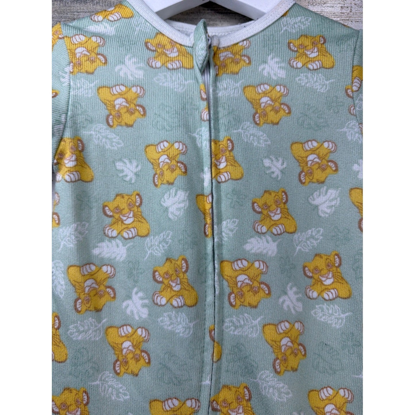 Disney Baby Girls 18M Green Cream Lion King Simba Floral Sleepwear EUC1