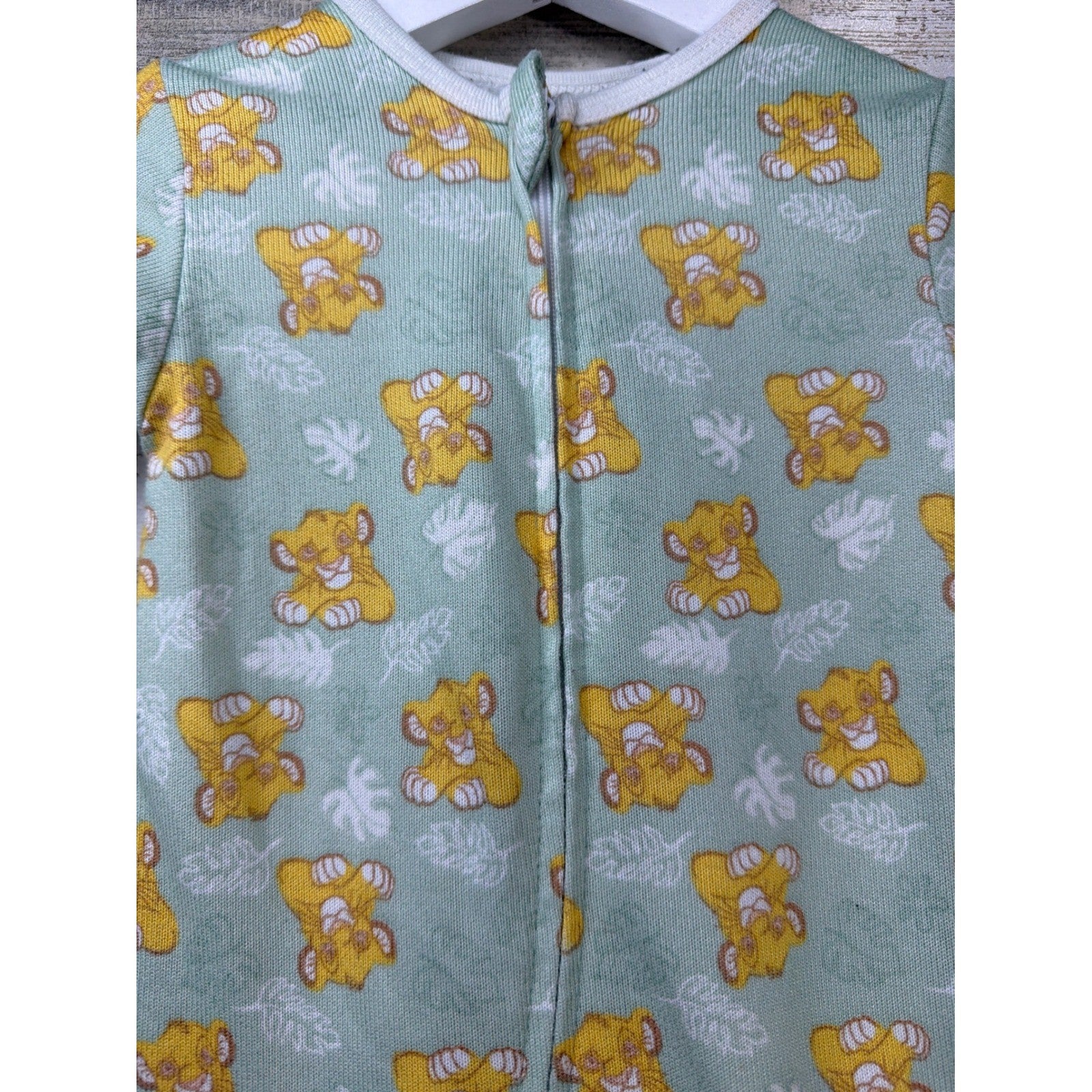 Disney Baby Girls 18M Green Cream Lion King Simba Floral Sleepwear EUC1