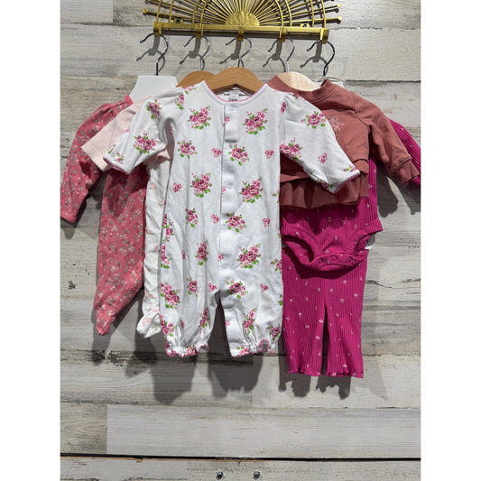 Kissy Kissy Little Me Carters Bundle Girls NB Pink Floral Ruffle Cottagecore EUC0