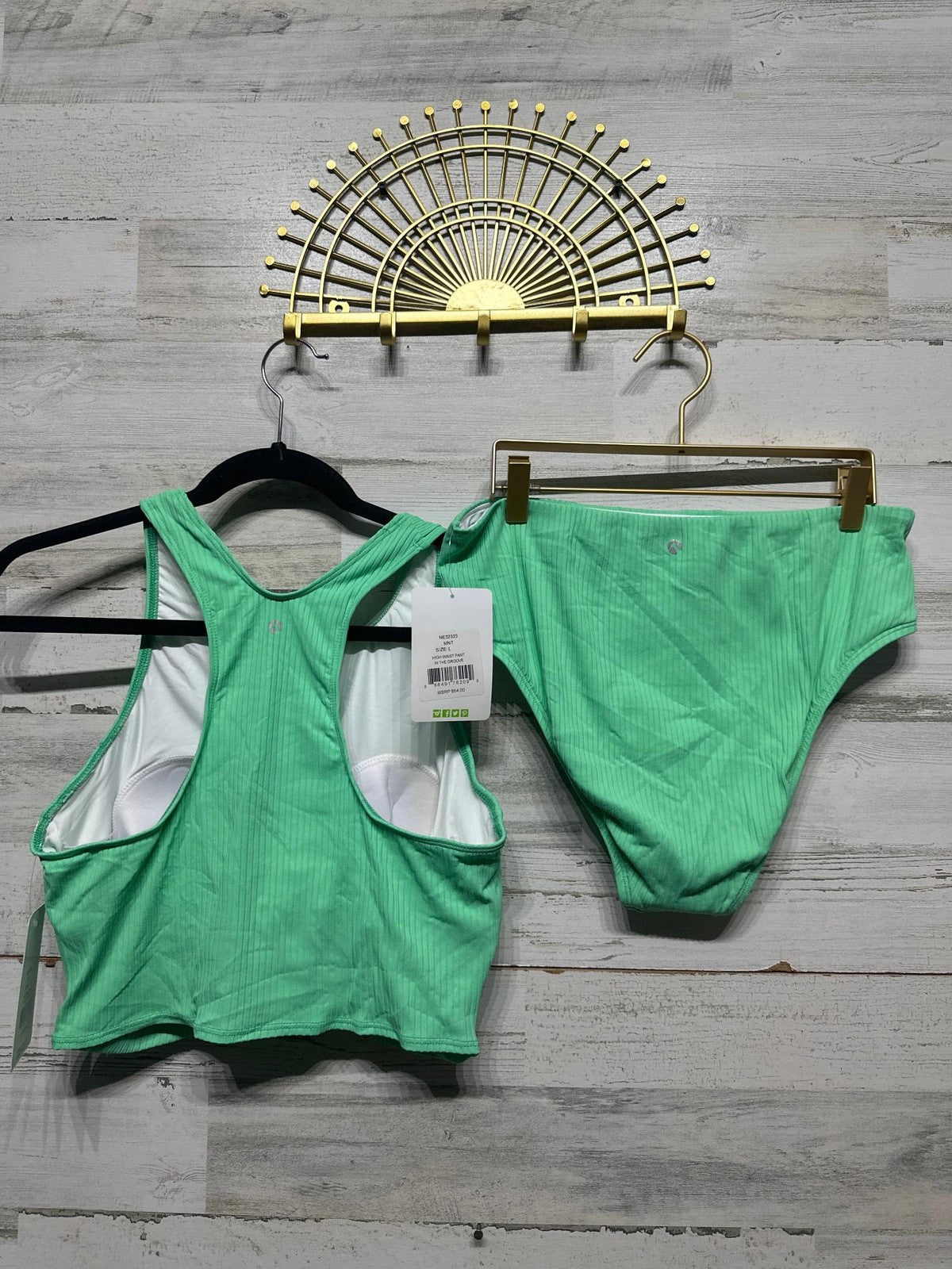 Next Bikini Set Women Med Mint Ribbed High Neck High Waist NWT3