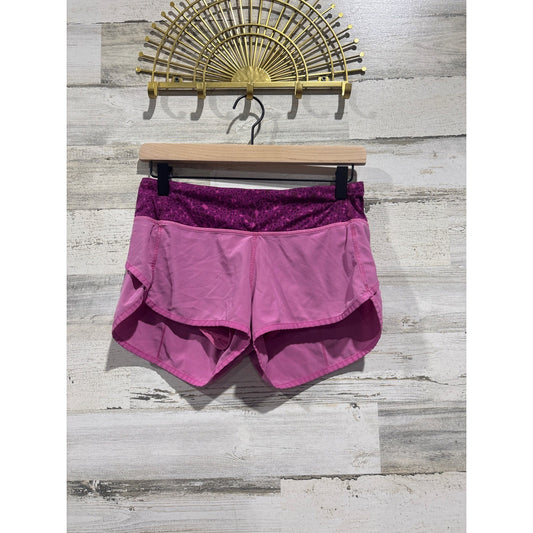 Lululemon Speed Up Shorts Womens 4 Pink Purple Geometric Athletic Run0