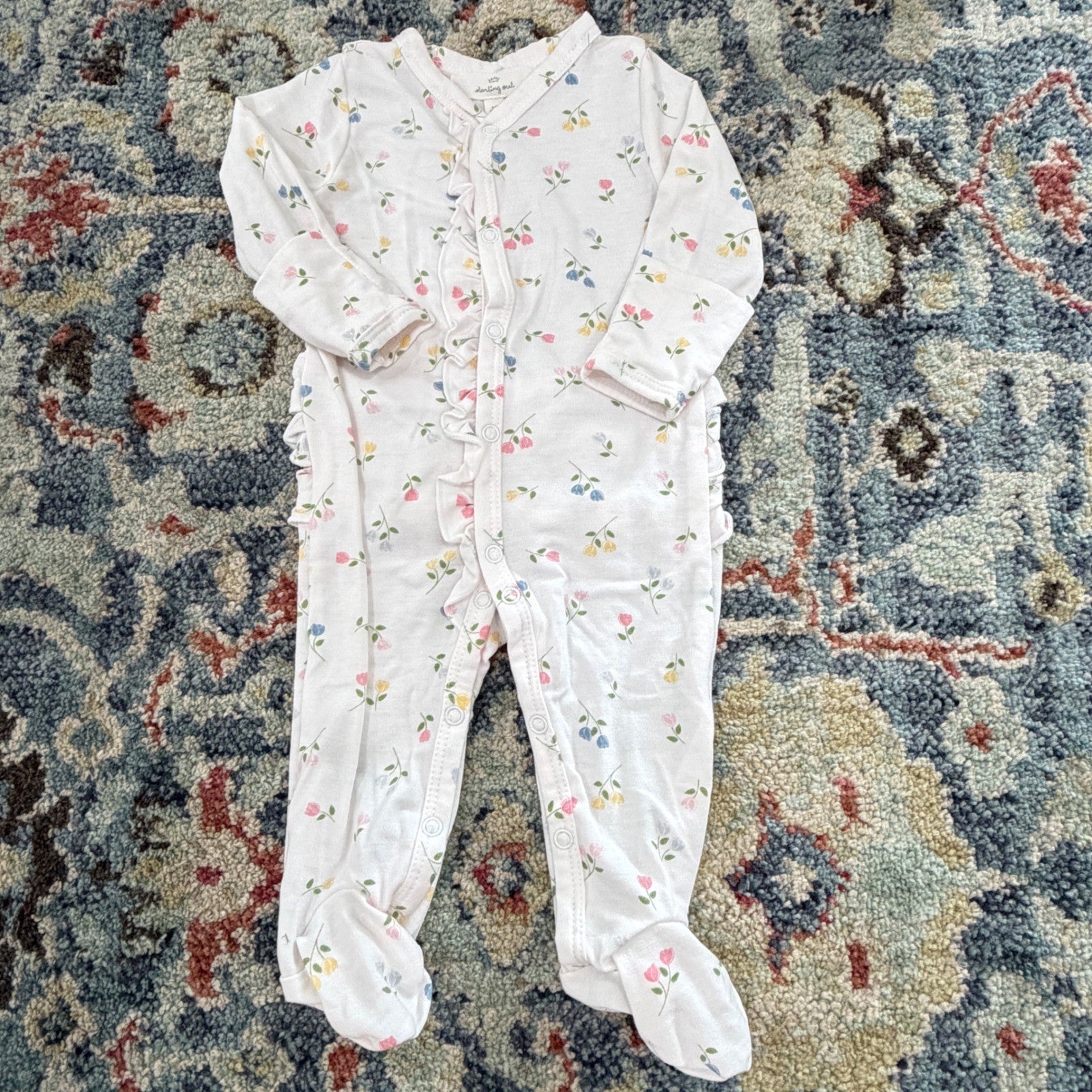 Starting Out Sleepers Headbands Girls Newborn Bundle Soft Pink Purple Floral EUC7