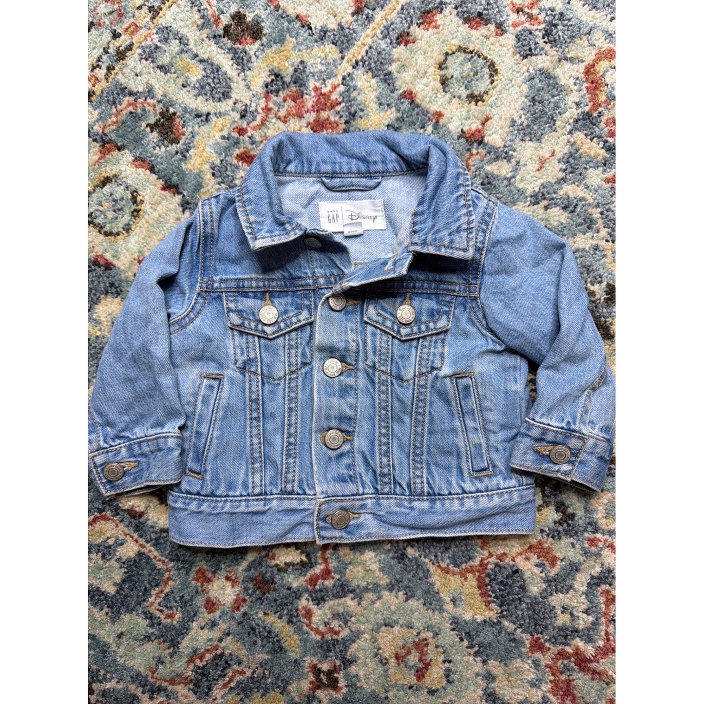 Gap Disney Denim Jacket Boys 6-12M Blue Mickey Mouse Trucker Disneycore EUC0