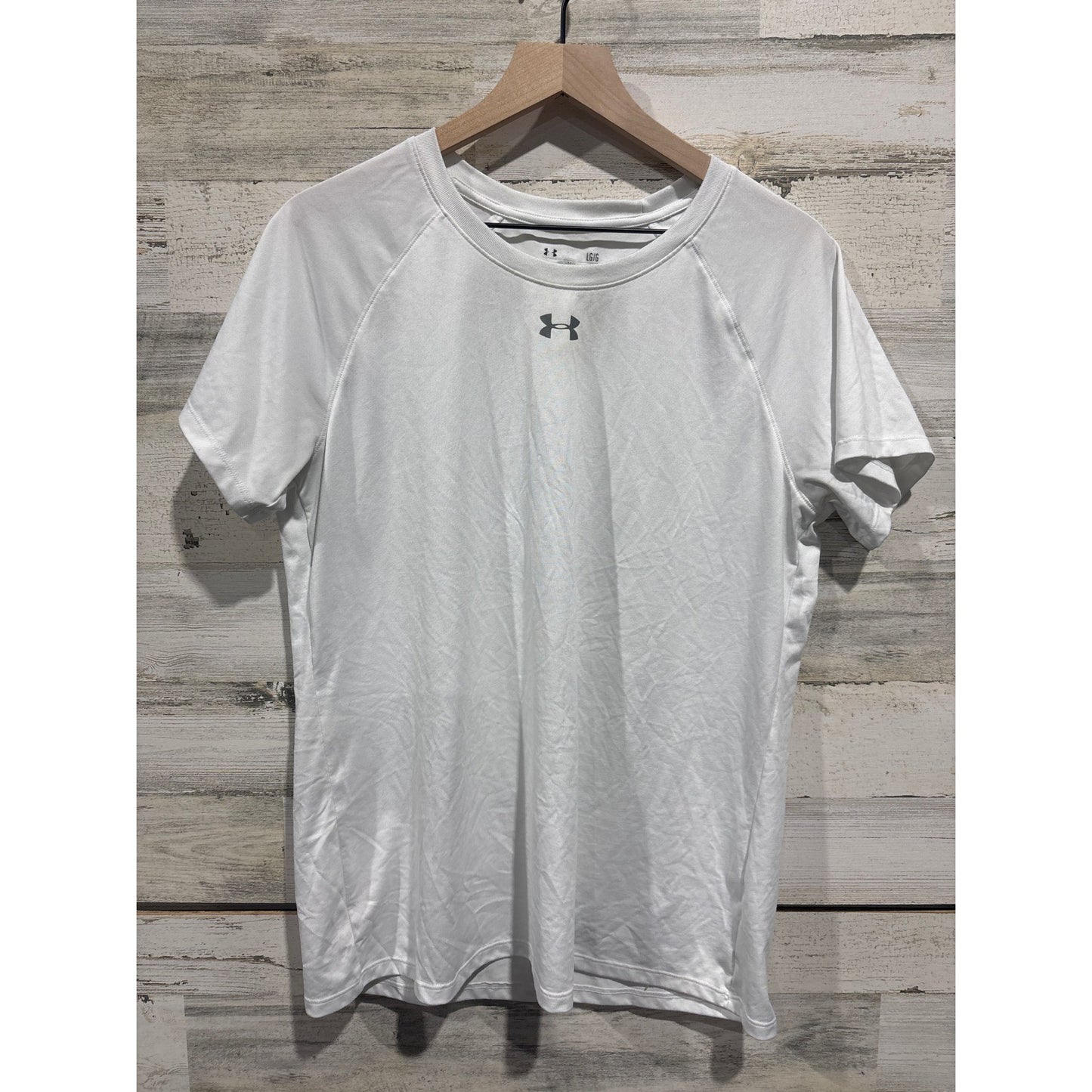 Under Armour T-Shirt Men Large White HeatGear Loose Fit Athletic Gym0