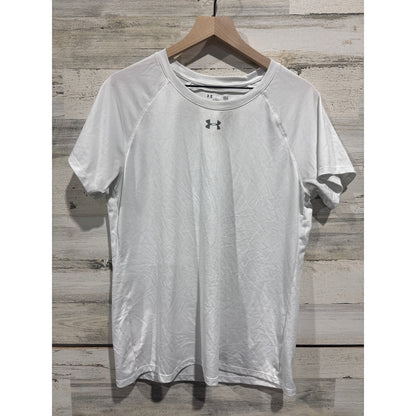 Under Armour T-Shirt Men Large White HeatGear Loose Fit Athletic Gym0