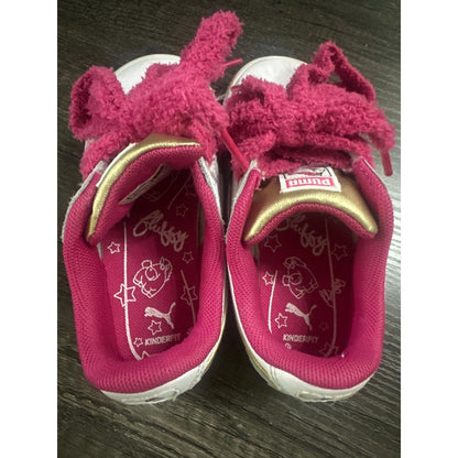 Puma Basket Sneakers Girls Size 8 Toddler White Pink Fluffy Unicorn Shoes4
