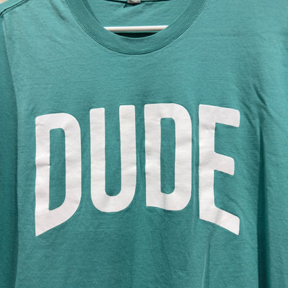 SoftShirts Graphic Tee Women Large Teal DUDE Print Skater EUC1
