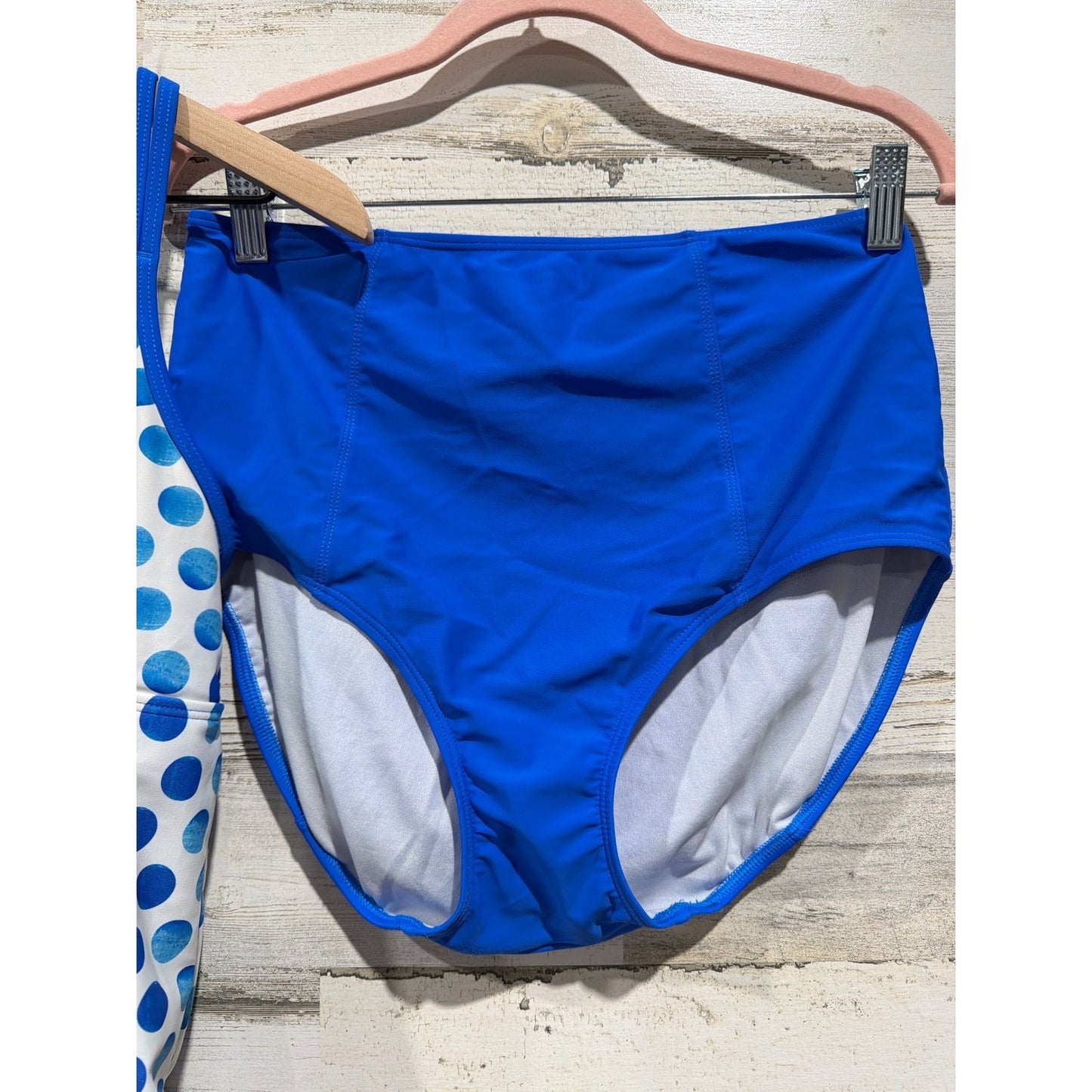 Lime Ricki Tankini Set Women Large Blue Polka Dot Retro Modest GUC2