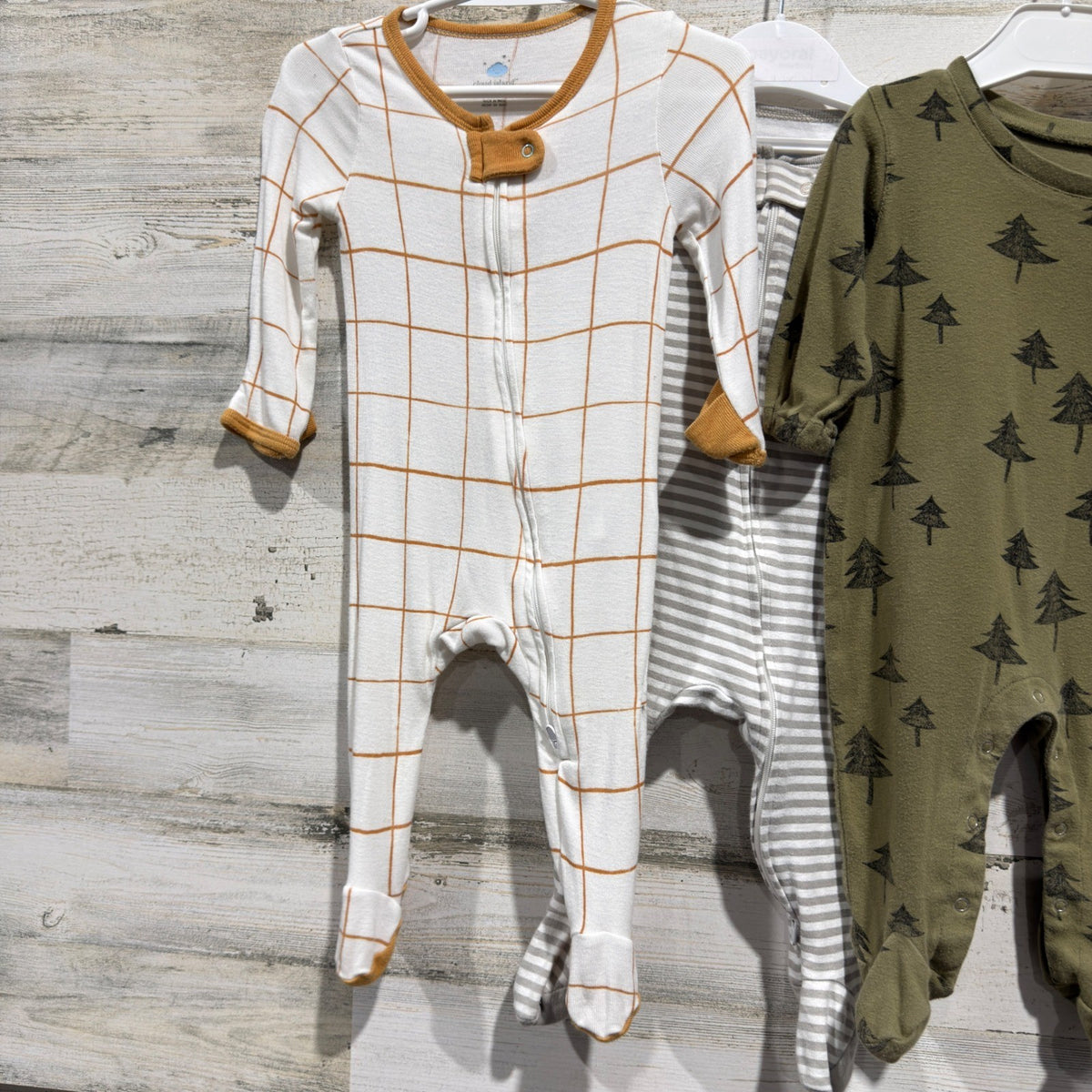 Cloud Island Footed Pajamas Sleep Play Boys 0-6M Multi Cotton Woodland Flawed*3