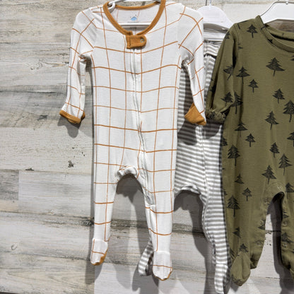 Cloud Island Footed Pajamas Sleep Play Boys 0-6M Multi Cotton Woodland Flawed*3