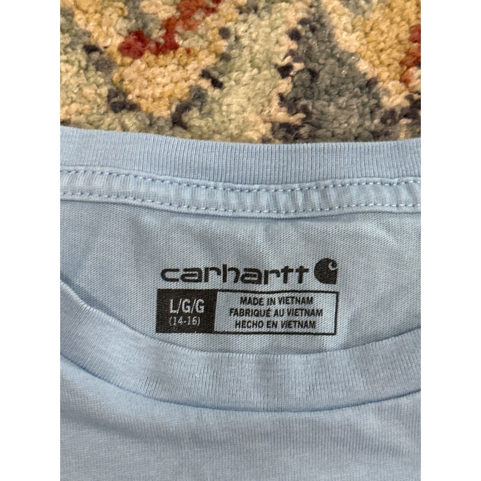 Carhartt Graphic T-Shirt Boys Large 14/16 Blue Neon Spray Logo2