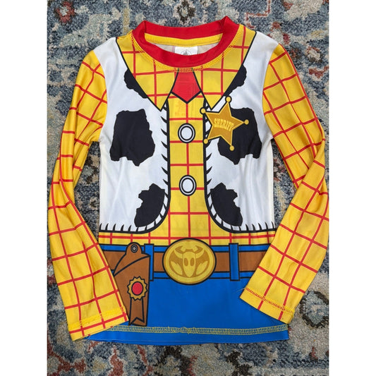 Disney Rashguard Boys 4 Yellow Toy Story Woody Costume Swim Shirt EUC0