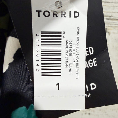Torrid Ellie Floral Swimdress Women Size 1 Black Multi Nylon Spandex Modern NWT2
