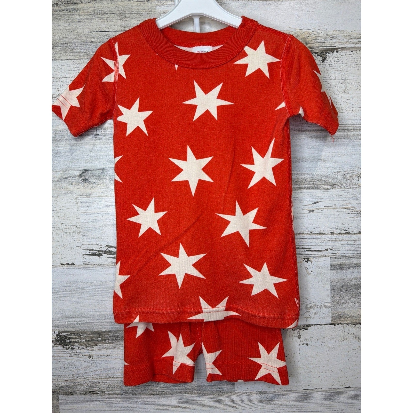 Hanna Andersson Pajama Set Boys 4 Orange Star Organic Cotton Shortie EUC0