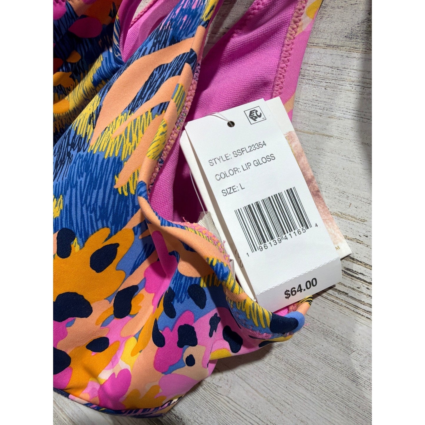 Jessica Simpson Bikini Set Women L Top XL Bottoms Print Tropical Swim Vacay NWT4