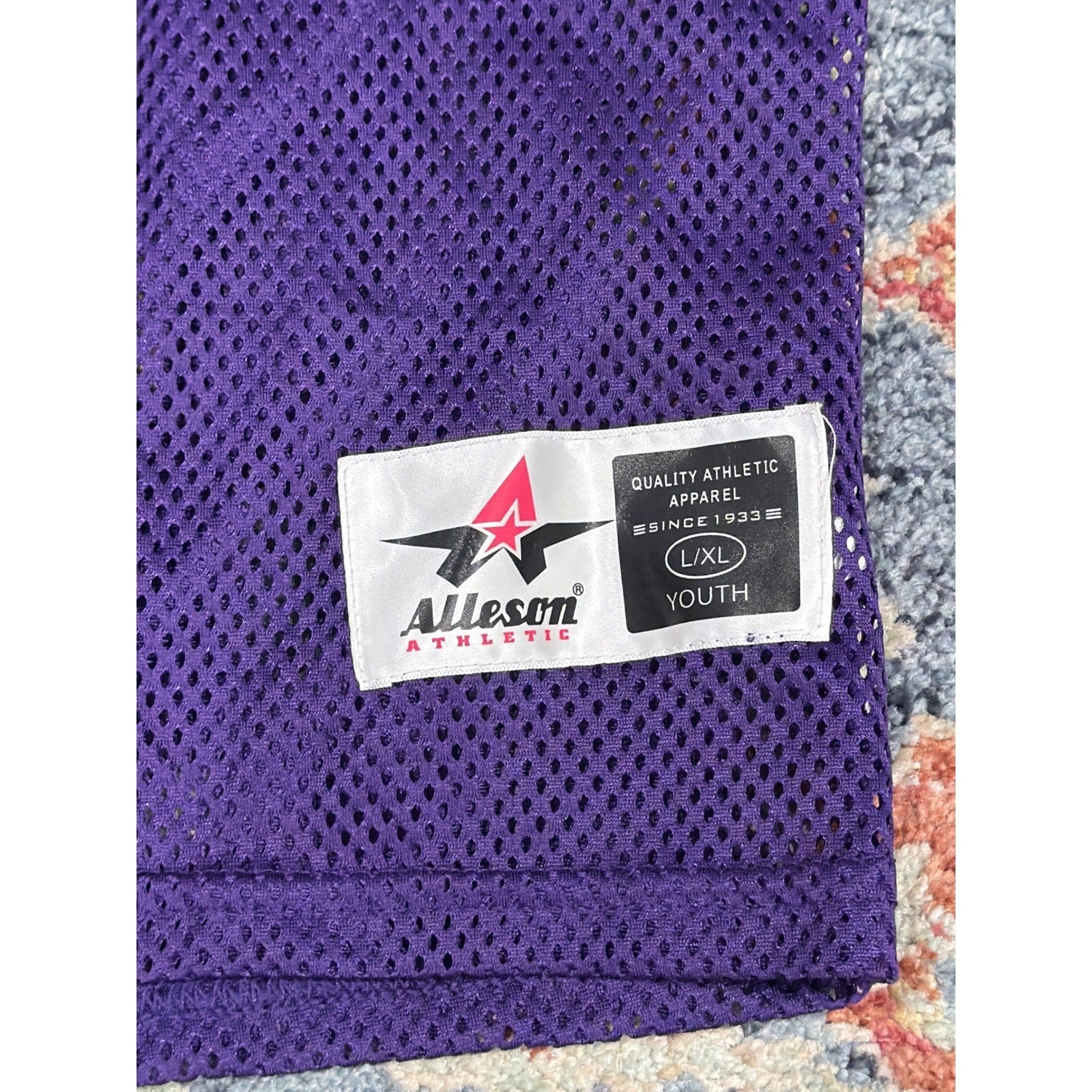Alleson Athletic Football Jersey Boys L / XL Purple Mesh Practice Youth EUC1
