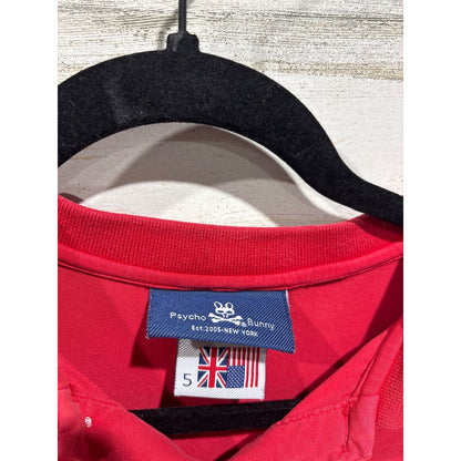 Psycho Bunny Polo Shirt Men Size 5 Medium Red Tipped Pima Cotton Preppy2
