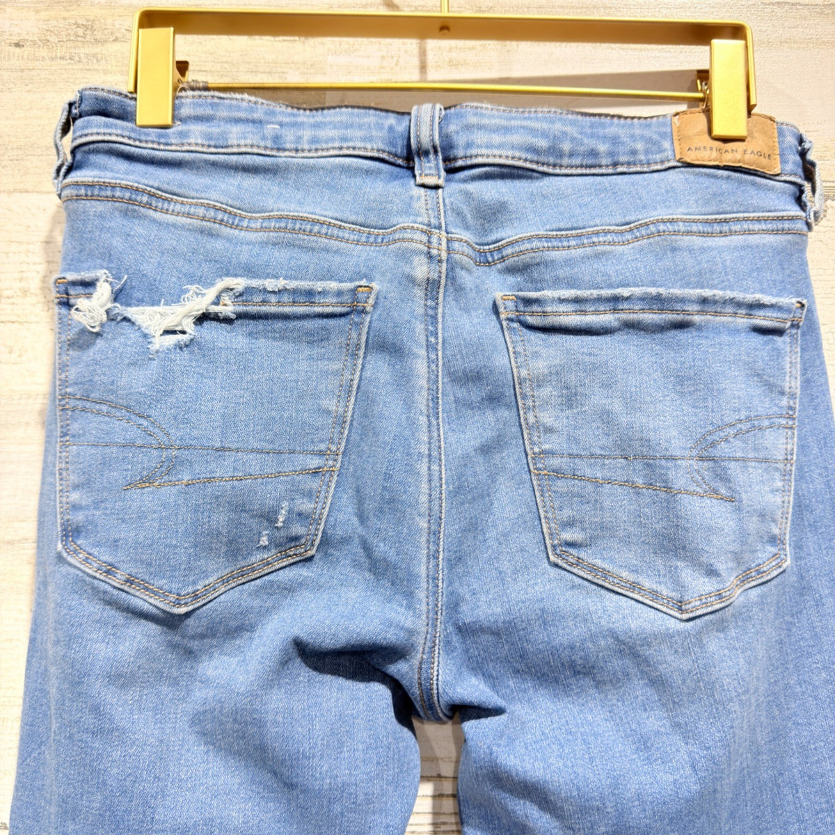 American Eagle Next Level Stretch Jegging Women 4 Long Blue Distressed Denim5