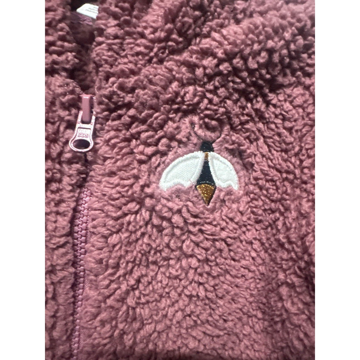 PL Kids Sherpa Fleece Hoodie Girls 9M Mauve Firefly Zip Up EUC1