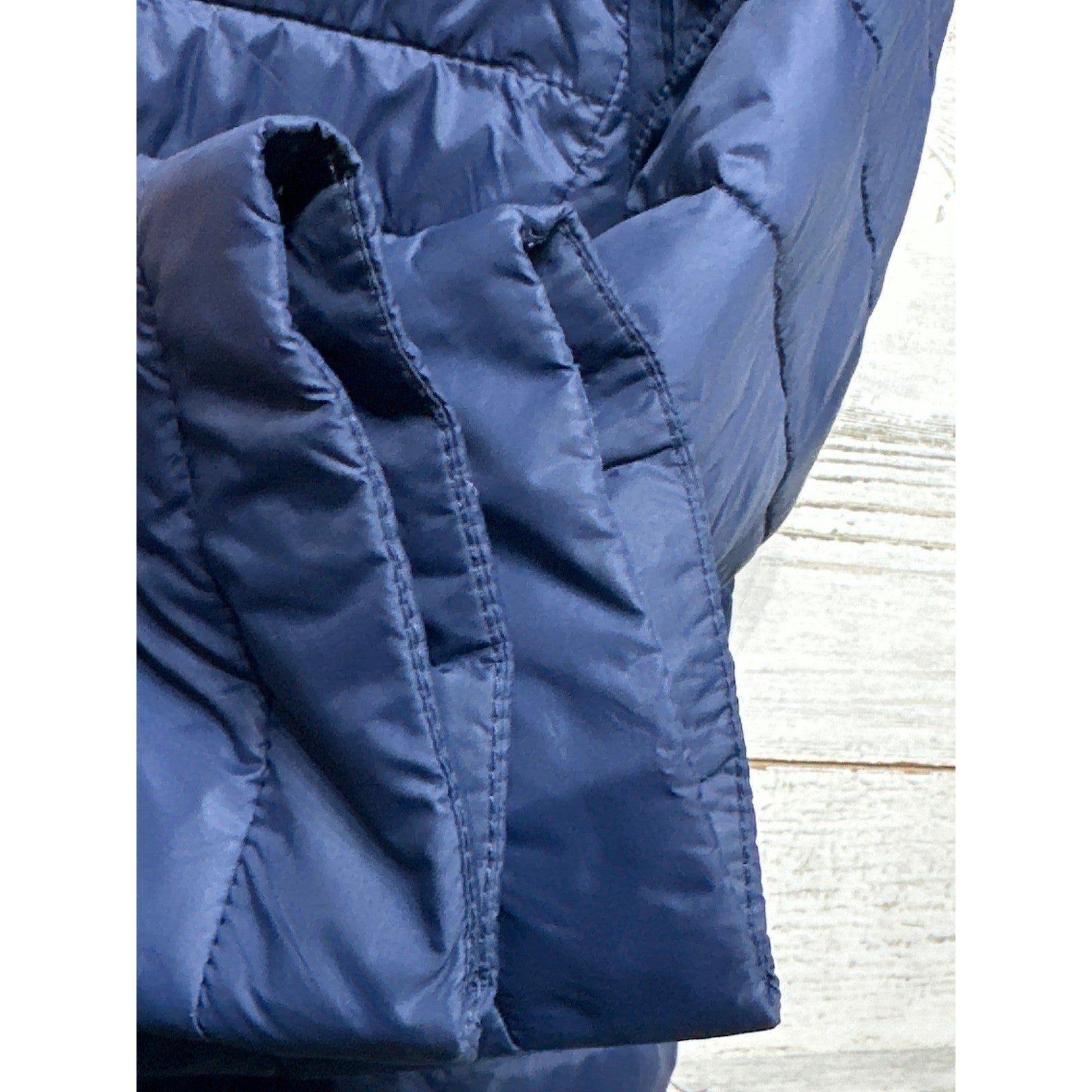 Lands End Puffer Jacket Kids 14-16 Navy Blue Quilted Lightweight EUC8