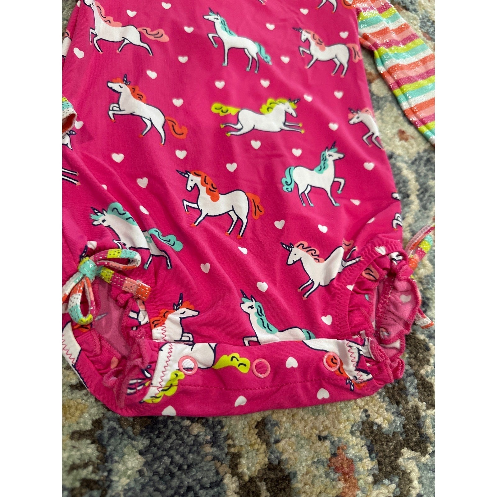 Hatley Swimsuit Girls 6-9m Pink Unicorn UPF 50 Long Sleeve Rashguard NWT2