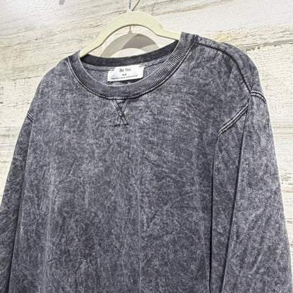 Be You Acid Wash Sweatshirt Women M Grey Cotton Blend Grunge Streetwear EUC2