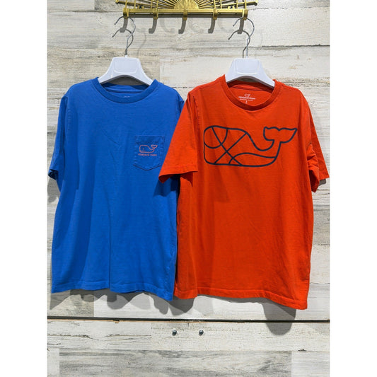 Vineyard Vines T-Shirt Lot Boys Small 8-10 Blue Orange Whale Basketball Prep0