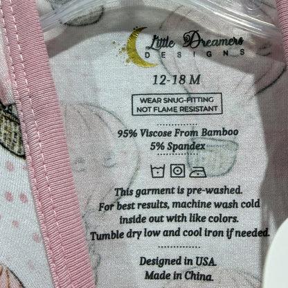 Little Dreamers Designs Romper Dress Girls 12-18M Pink Bamboo Whimsical NWT2