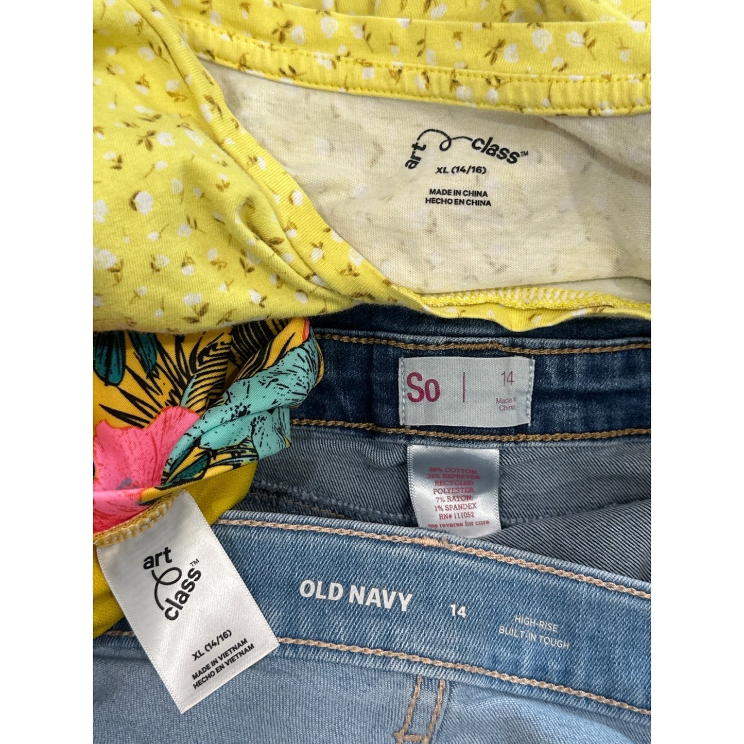 Art Class SO Old Navy Summer Bundle Girls XL 14-16 Yellow Blue Floral Denim5