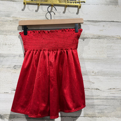 Peach Love Smocked Satin Shorts Women Size S Red Polyester Romantic NWT2