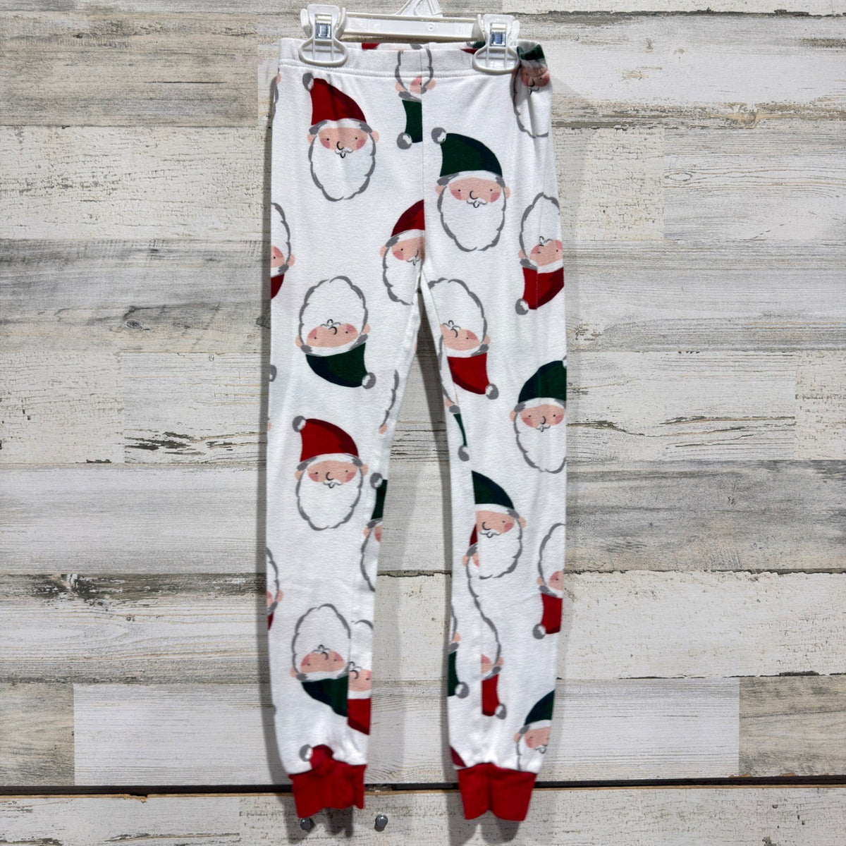 Carters Santa Claus Pajama Set Kids Size 7 White Cotton Holiday Festive EUC4