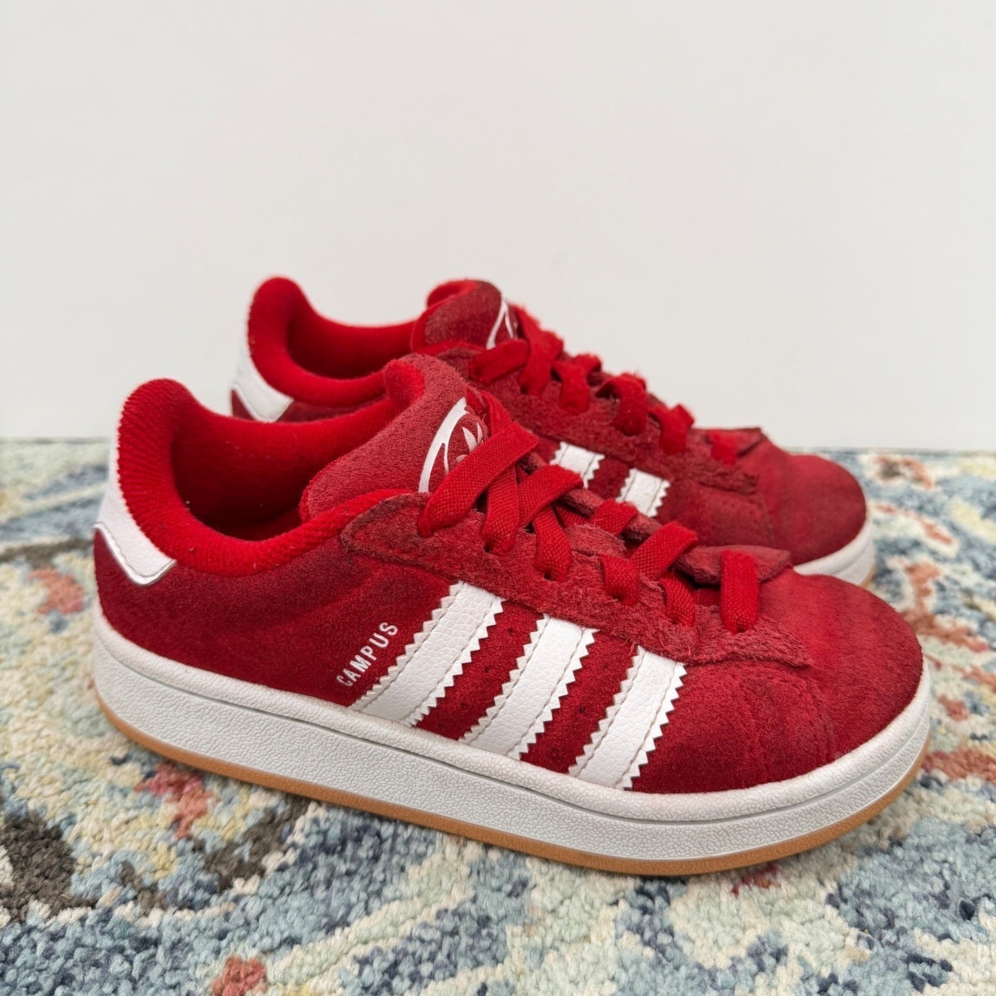 Adidas Campus 00s Kids Size 13K Red Suede Chunky Skater Sneaker Play *Flawed0
