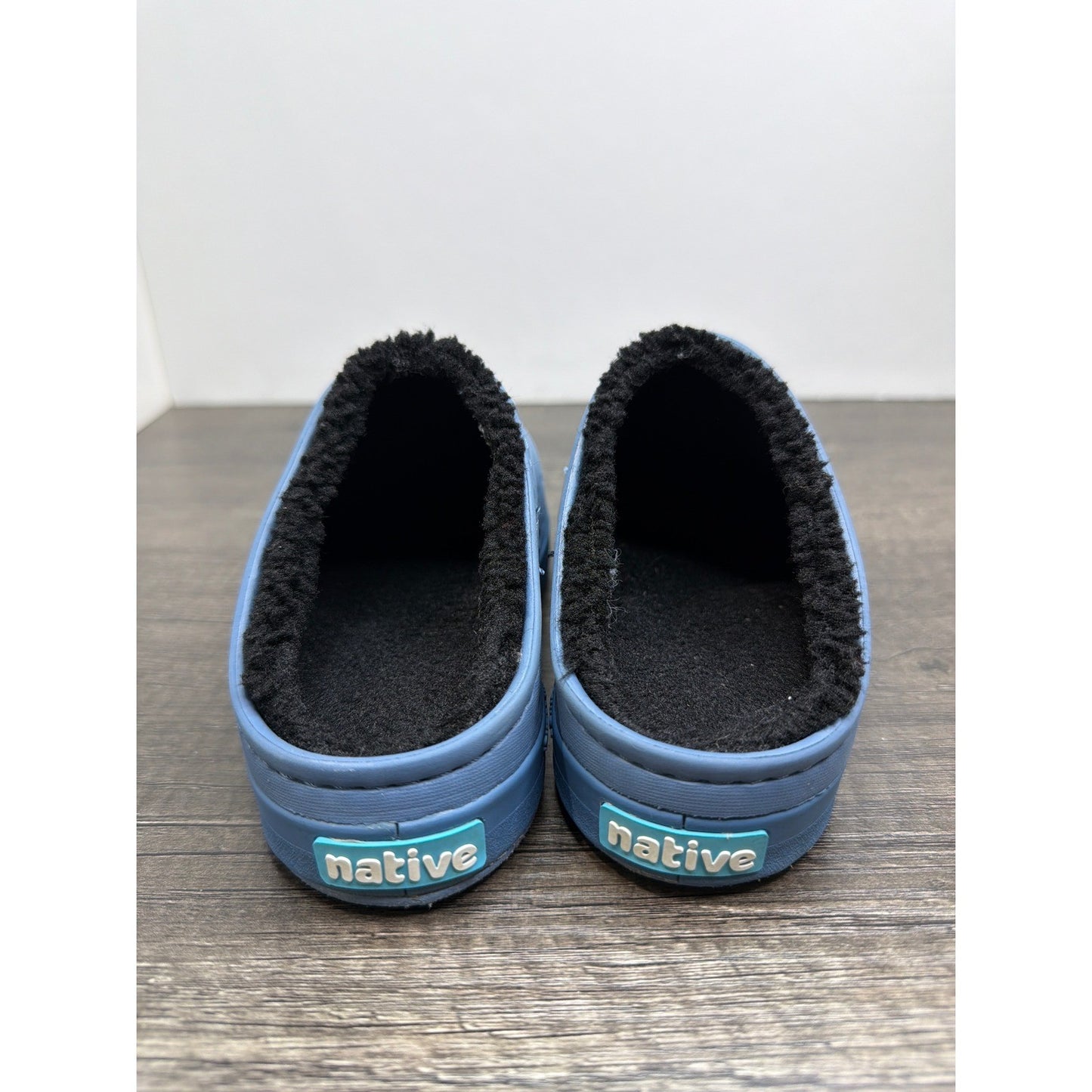 Native Jefferson Sugarlite Mule Kids Size 11 Blue Faux Fur Lined EUC3