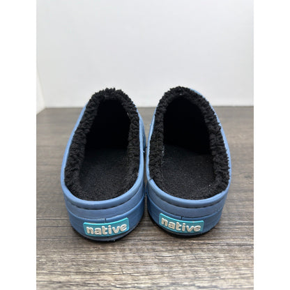 Native Jefferson Sugarlite Mule Kids Size 11 Blue Faux Fur Lined EUC3