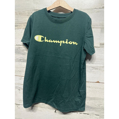 Champion T-Shirt Boys Medium Dark Green Graphic Logo Sportswear Athletic EUC0