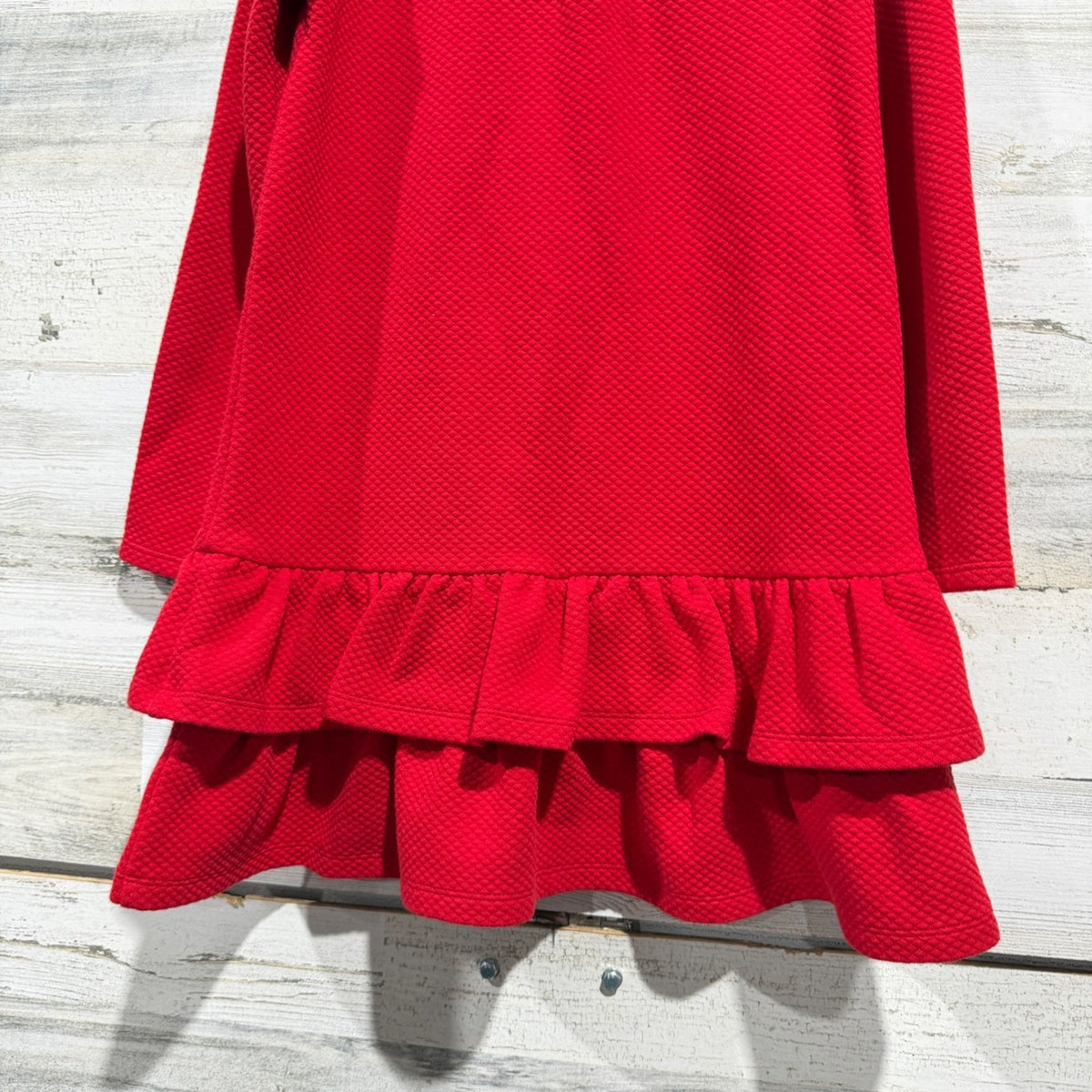 Janie and Jack Dress Girls 7 Red Faux Fur Quilted Ruffle Holiday EUC4