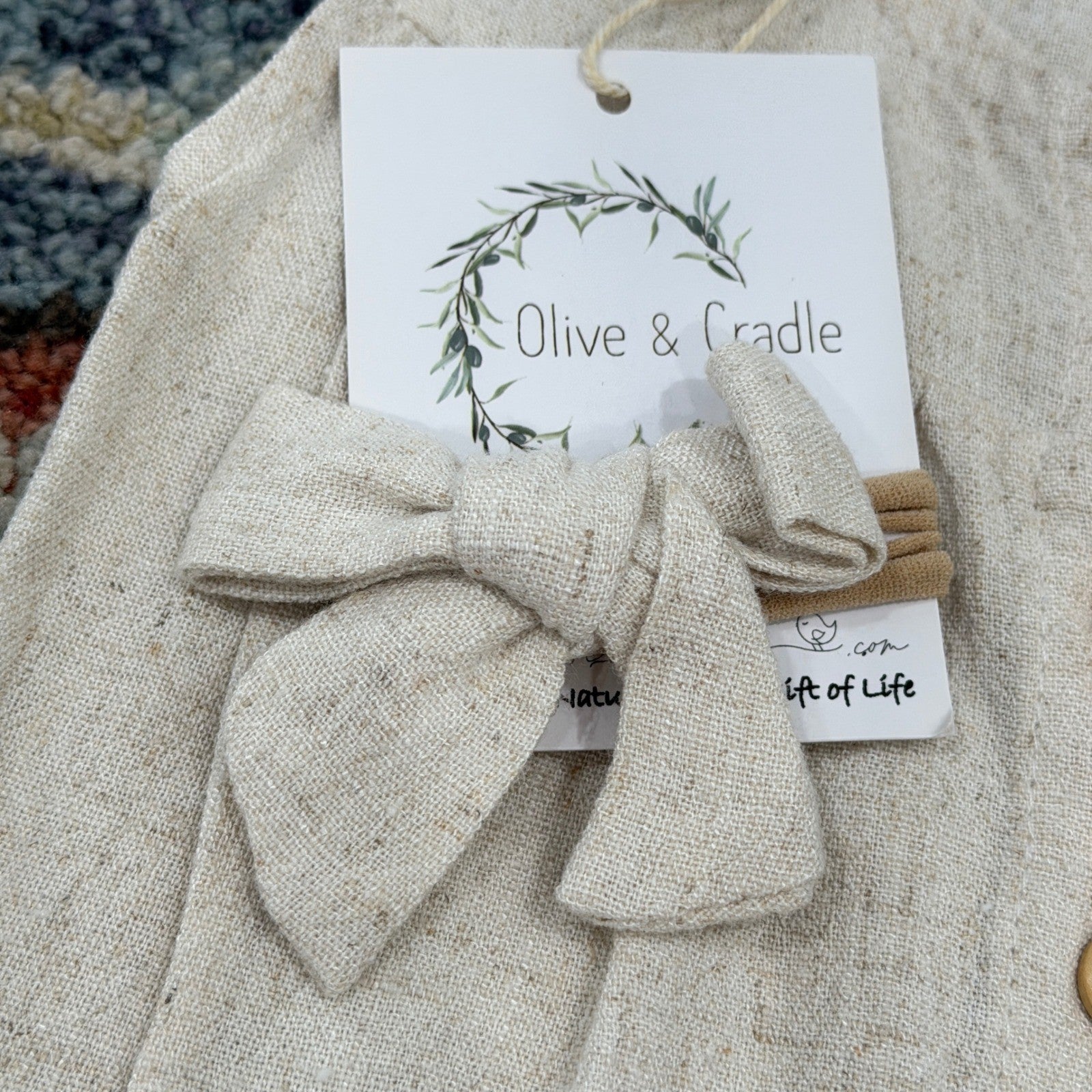 Olive & Cradle Romper Girls 0-3M Oatmeal Linen Flutter Sleeve Boho NWT3