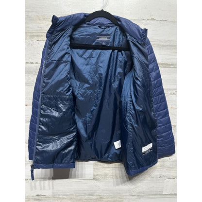 Lands End Puffer Jacket Kids 14-16 Navy Blue Quilted Lightweight EUC2