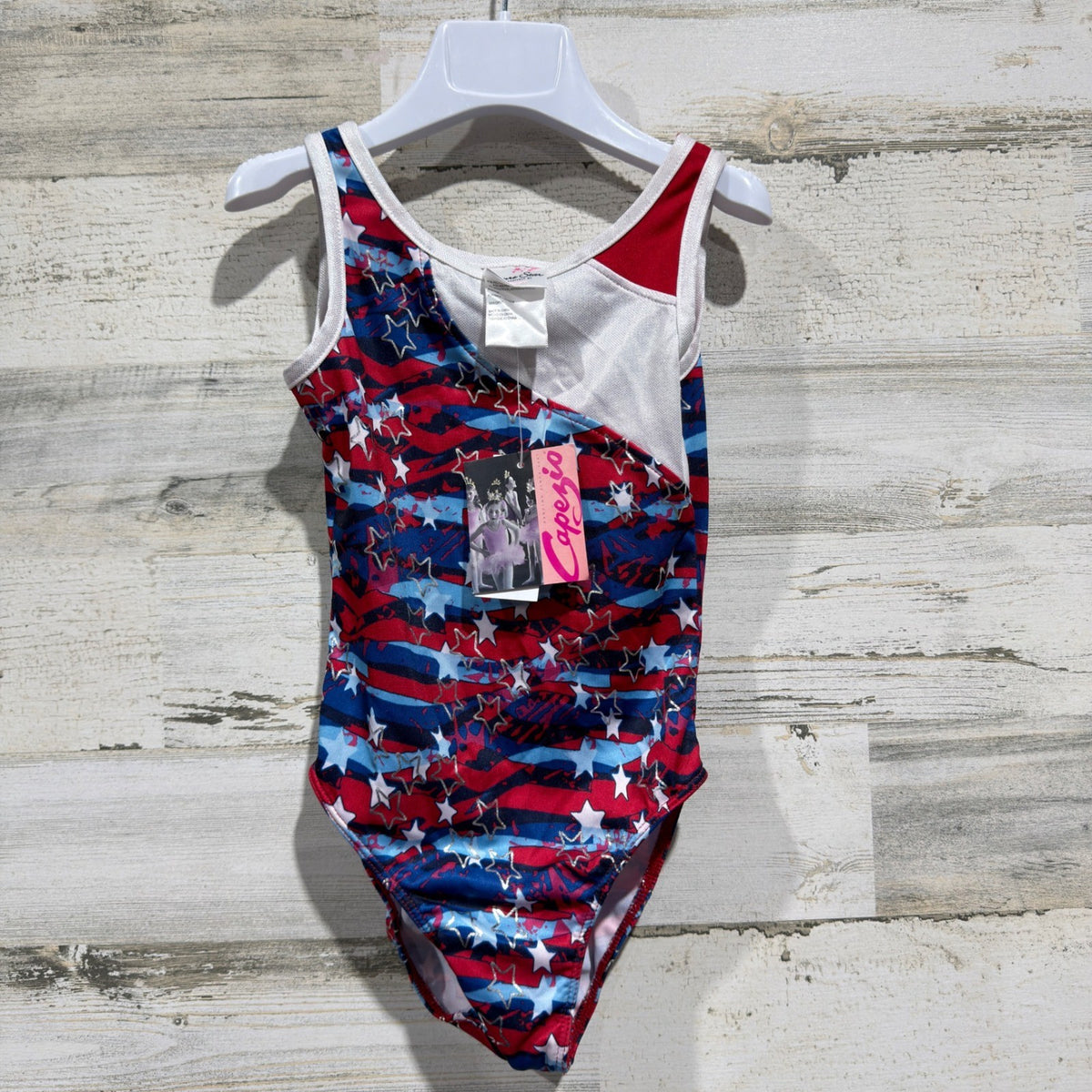 Capezio Future Star Leotard Girls XS Red White Blue Stars Patriotic NWT1