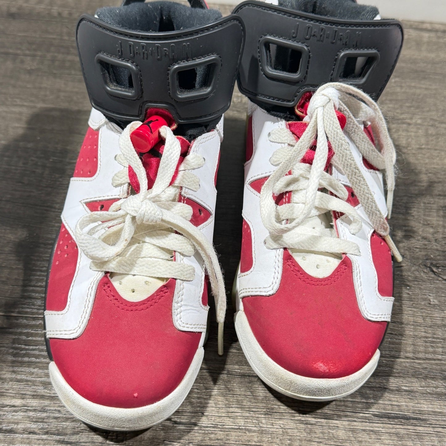 Jordan 6 Retro Carmine Kids 4.5Y White Red Basketball Sneaker Streetwear GUC*8