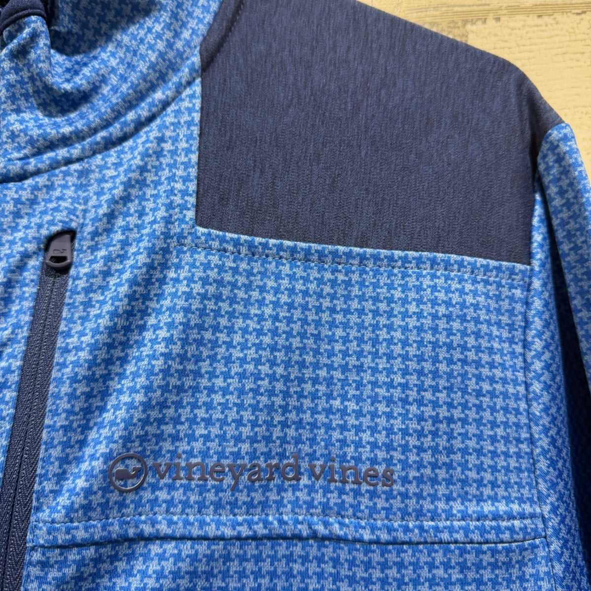 Vineyard Vines Shep Shirt Pullover Men M Blue Houndstooth Performance EUC1