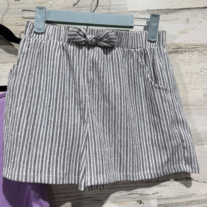 Bodysuit and Shorts Set Girls 10-11Y Purple Striped Modern EUC1