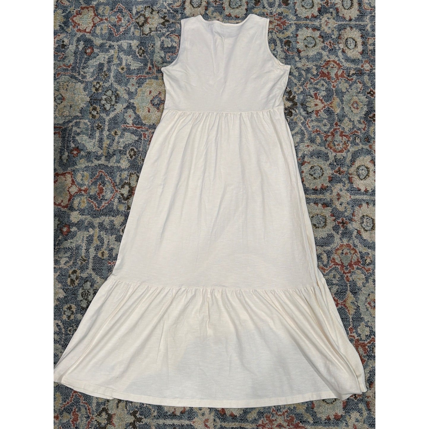 Old Navy Maxi Dress Women Medium Tall Cream Tiered Sleeveless Boho GUC4